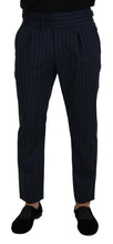 Load image into Gallery viewer, Dolce &amp; Gabbana Blue Striped Men Formal Pants
