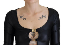 Load image into Gallery viewer, Dolce &amp; Gabbana Elegant Black 3/4 Sleeve Top with Gold Detailing
