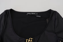 Load image into Gallery viewer, Dolce &amp; Gabbana Elegant Black 3/4 Sleeve Top with Gold Detailing
