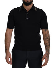 Load image into Gallery viewer, Dolce &amp; Gabbana Black Cotton Silk Polo Shortsleeve T-shirt
