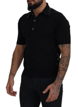 Load image into Gallery viewer, Dolce &amp; Gabbana Black Cotton Silk Polo Shortsleeve T-shirt
