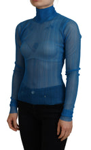 Load image into Gallery viewer, Dolce &amp; Gabbana Elegant Blue Mesh Blouse Top
