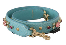 Load image into Gallery viewer, Dolce &amp; Gabbana Elegant Blue Leather Bag Strap with Gold Accents
