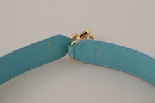 Load image into Gallery viewer, Dolce &amp; Gabbana Elegant Blue Leather Bag Strap with Gold Accents
