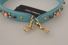 Load image into Gallery viewer, Dolce &amp; Gabbana Elegant Blue Leather Bag Strap with Gold Accents
