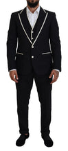 Load image into Gallery viewer, Dolce &amp; Gabbana Elegant Black and White Slim Fit Three Piece Suit
