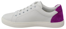 Load image into Gallery viewer, Dolce &amp; Gabbana Chic White Leather Sneakers with Purple Accents
