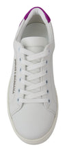 Load image into Gallery viewer, Dolce &amp; Gabbana Chic White Leather Sneakers with Purple Accents
