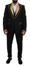 Load image into Gallery viewer, Dolce &amp; Gabbana Elegant Black &amp; Gold Slim Fit 3 Piece Suit
