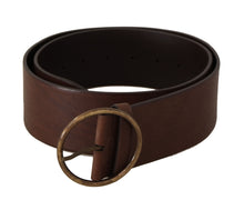 Load image into Gallery viewer, Dolce &amp; Gabbana Brown Leather Wide Waist Logo Metal Round Buckle Belt
