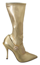 Load image into Gallery viewer, Dolce &amp; Gabbana Elegant Gold Ankle Boots Socks with Rhinestones
