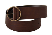 Load image into Gallery viewer, Dolce &amp; Gabbana Brown Leather Wide Waist Logo Metal Round Buckle Belt
