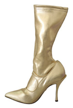 Load image into Gallery viewer, Dolce &amp; Gabbana Elegant Gold Ankle Boots Socks with Rhinestones
