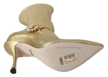 Load image into Gallery viewer, Dolce &amp; Gabbana Elegant Gold Ankle Boots Socks with Rhinestones
