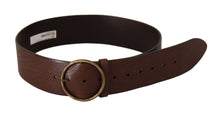 Load image into Gallery viewer, Dolce &amp; Gabbana Brown Leather Wide Waist Logo Metal Round Buckle Belt
