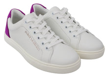 Load image into Gallery viewer, Dolce &amp; Gabbana Chic White Leather Sneakers with Purple Accents
