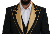 Load image into Gallery viewer, Dolce &amp; Gabbana Elegant Black &amp; Gold Slim Fit 3 Piece Suit
