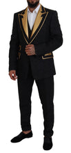 Load image into Gallery viewer, Dolce &amp; Gabbana Elegant Black &amp; Gold Slim Fit 3 Piece Suit
