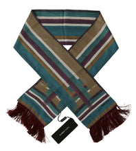 Load image into Gallery viewer, Dolce &amp; Gabbana Multicolor Striped Shwal Fringes Wrap Silk Scarf
