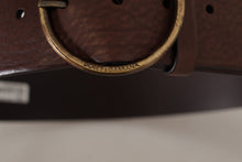 Load image into Gallery viewer, Dolce &amp; Gabbana Brown Leather Wide Waist Logo Metal Round Buckle Belt
