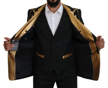 Load image into Gallery viewer, Dolce &amp; Gabbana Elegant Black &amp; Gold Slim Fit 3 Piece Suit
