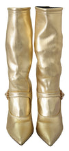 Load image into Gallery viewer, Dolce &amp; Gabbana Elegant Gold Ankle Boots Socks with Rhinestones
