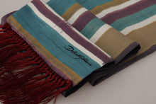 Load image into Gallery viewer, Dolce &amp; Gabbana Multicolor Striped Shwal Fringes Wrap Silk Scarf
