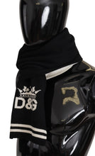 Load image into Gallery viewer, Dolce &amp; Gabbana Black White Cotton DG Printed Cashmere Shawl Scarf
