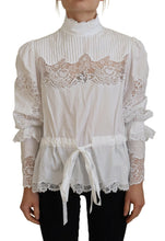 Load image into Gallery viewer, Dolce &amp; Gabbana Elegant White Lace Trim Cotton Blouse
