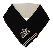 Load image into Gallery viewer, Dolce &amp; Gabbana Black White Cotton DG Printed Cashmere Shawl Scarf
