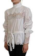 Load image into Gallery viewer, Dolce &amp; Gabbana Elegant White Lace Trim Cotton Blouse
