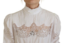 Load image into Gallery viewer, Dolce &amp; Gabbana Elegant White Lace Trim Cotton Blouse
