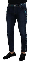 Load image into Gallery viewer, Dolce &amp; Gabbana Blue Cotton Studded Low Waist Denim Jeans
