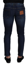 Load image into Gallery viewer, Dolce &amp; Gabbana Blue Cotton Studded Low Waist Denim Jeans
