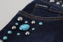 Load image into Gallery viewer, Dolce &amp; Gabbana Blue Cotton Studded Low Waist Denim Jeans
