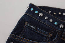 Load image into Gallery viewer, Dolce &amp; Gabbana Blue Cotton Studded Low Waist Denim Jeans
