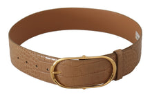 Load image into Gallery viewer, Dolce &amp; Gabbana Elegant Beige Leather Belt with Engraved Buckle
