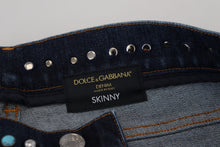 Load image into Gallery viewer, Dolce &amp; Gabbana Blue Cotton Studded Low Waist Denim Jeans
