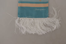 Load image into Gallery viewer, Dolce &amp; Gabbana Blue Silk Shiny Shell-Print Neck Wrap Fringed Scarf
