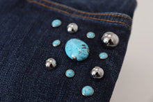 Load image into Gallery viewer, Dolce &amp; Gabbana Blue Cotton Studded Low Waist Denim Jeans
