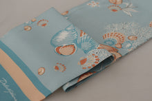 Load image into Gallery viewer, Dolce &amp; Gabbana Blue Silk Shiny Shell-Print Neck Wrap Fringed Scarf
