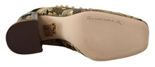 Load image into Gallery viewer, Dolce &amp; Gabbana Gold Crystal Square Toe Brocade Pumps Shoes

