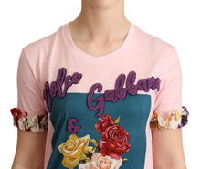 Load image into Gallery viewer, Dolce &amp; Gabbana Elegant Floral Rose Applique T-Shirt
