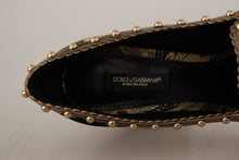 Load image into Gallery viewer, Dolce &amp; Gabbana Gold Crystal Square Toe Brocade Pumps Shoes
