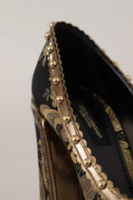 Load image into Gallery viewer, Dolce &amp; Gabbana Gold Crystal Square Toe Brocade Pumps Shoes
