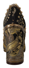 Load image into Gallery viewer, Dolce &amp; Gabbana Gold Crystal Square Toe Brocade Pumps Shoes
