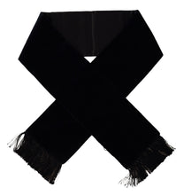 Load image into Gallery viewer, Dolce &amp; Gabbana Blue Silk Blend Skinny Wrap Shawl Fringe Velvet Scarf
