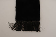 Load image into Gallery viewer, Dolce &amp; Gabbana Blue Silk Blend Skinny Wrap Shawl Fringe Velvet Scarf
