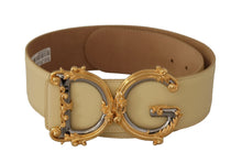 Load image into Gallery viewer, Dolce &amp; Gabbana Beige Leather Engraved Buckle Belt
