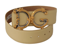 Load image into Gallery viewer, Dolce &amp; Gabbana Beige Leather Engraved Buckle Belt
